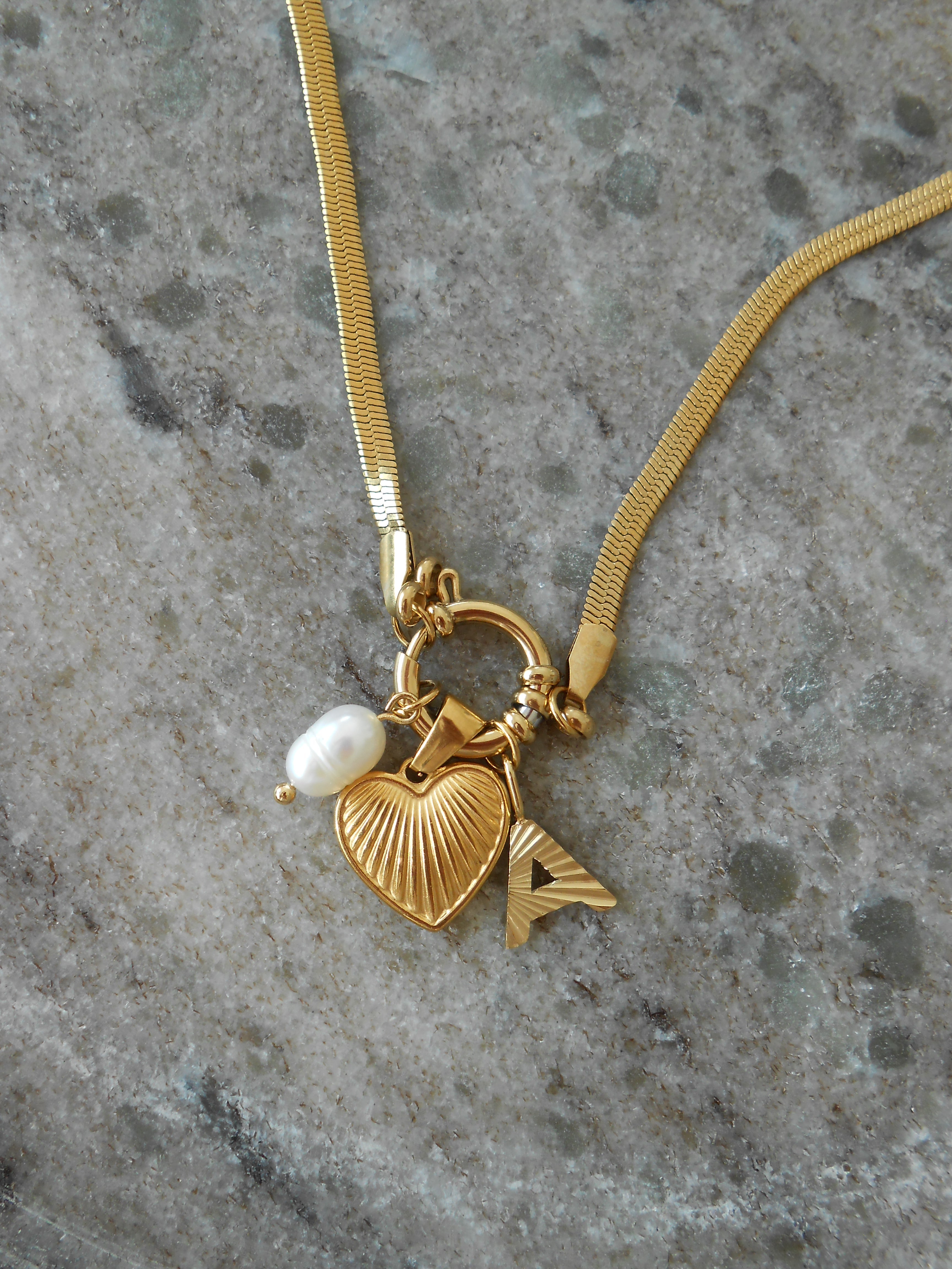 Collier Mel doré avec pendentifs en acier inoxydable