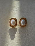Boucles d'oreilles Glazed dorées nacrées en acier inoxydable