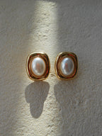 Boucles d'oreilles Glazed dorées nacrées en acier inoxydable