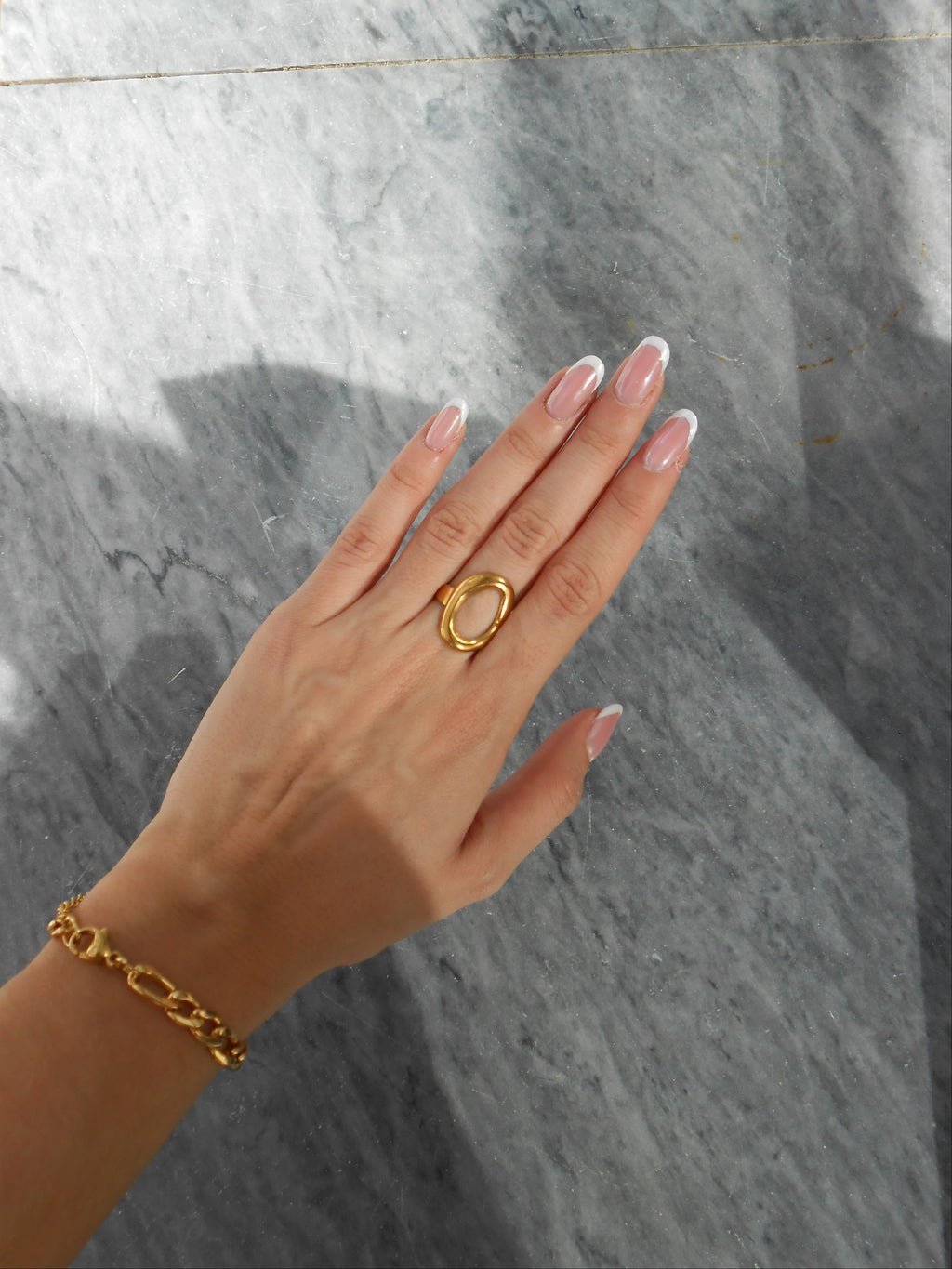 Bague Blonde Mocha dorée ajustable en acier inoxydable plaqué or