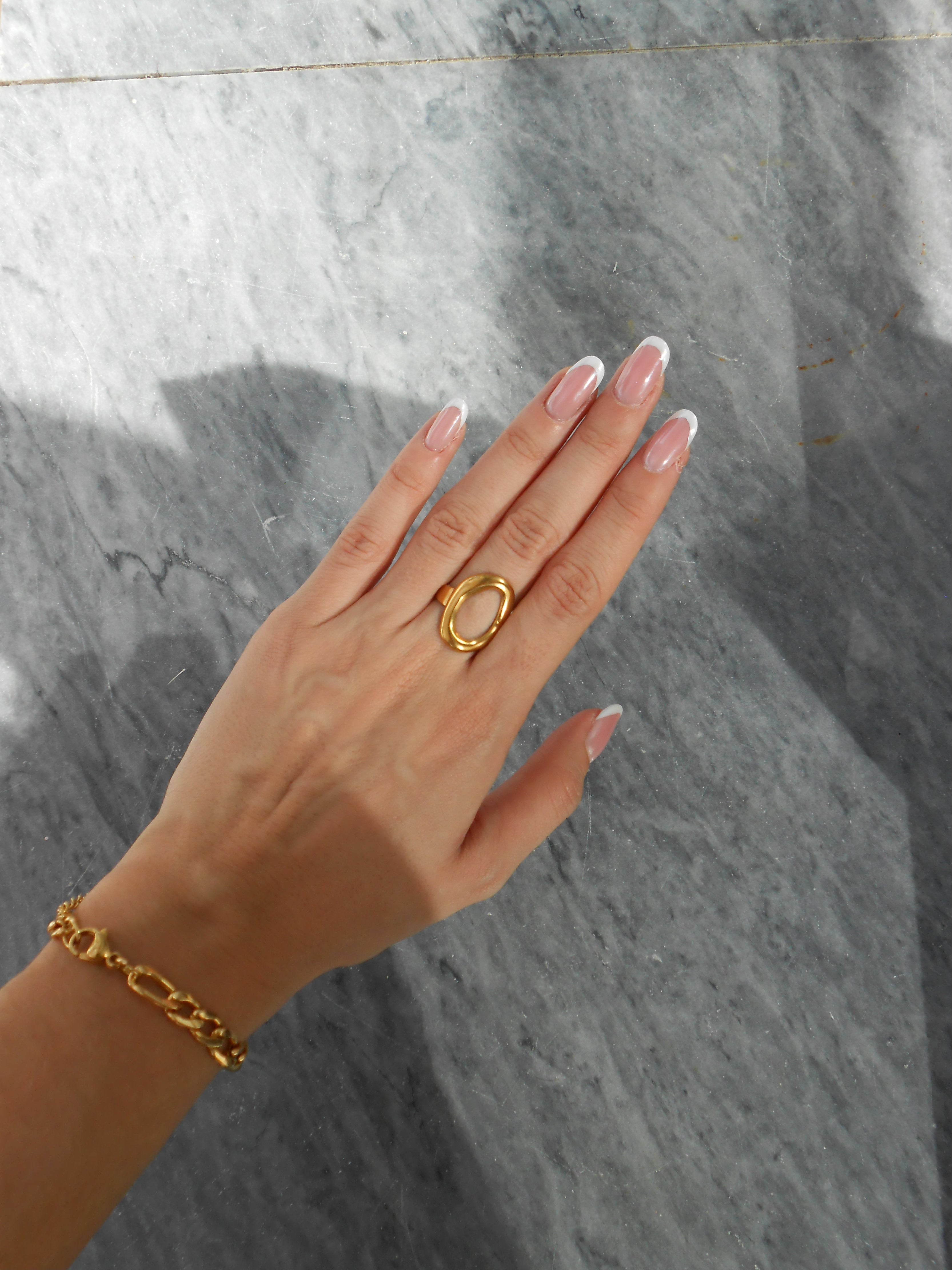 Bague Blonde Mocha dorée ajustable en acier inoxydable plaqué or