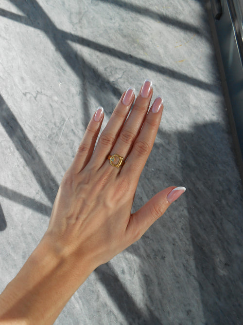 Bague Cappuccino ajustable dorée en acier inoxydable