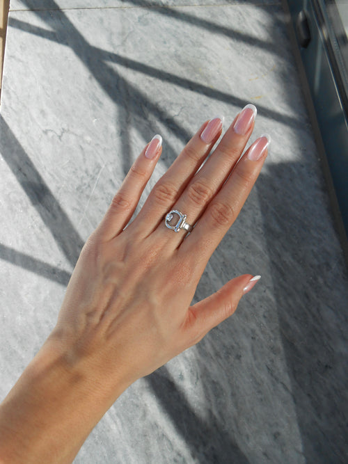 Bague Cappuccino ajustable argentée en acier inoxydable