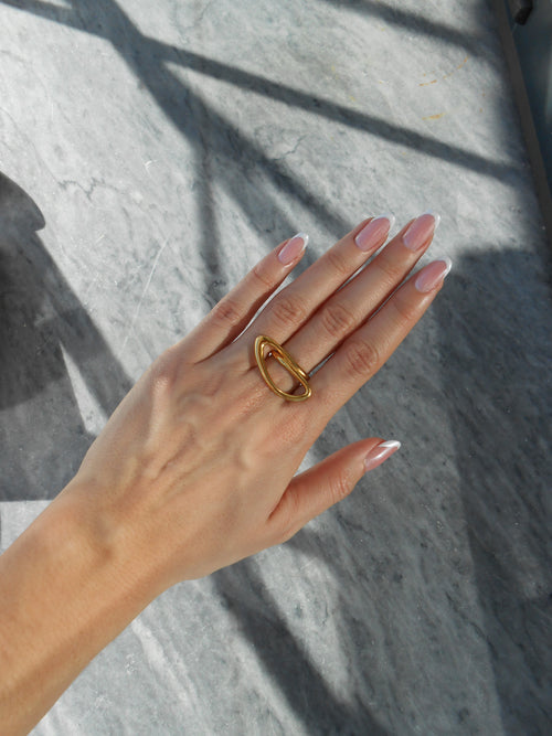 Bague Latte dorée en acier inoxydable 316L