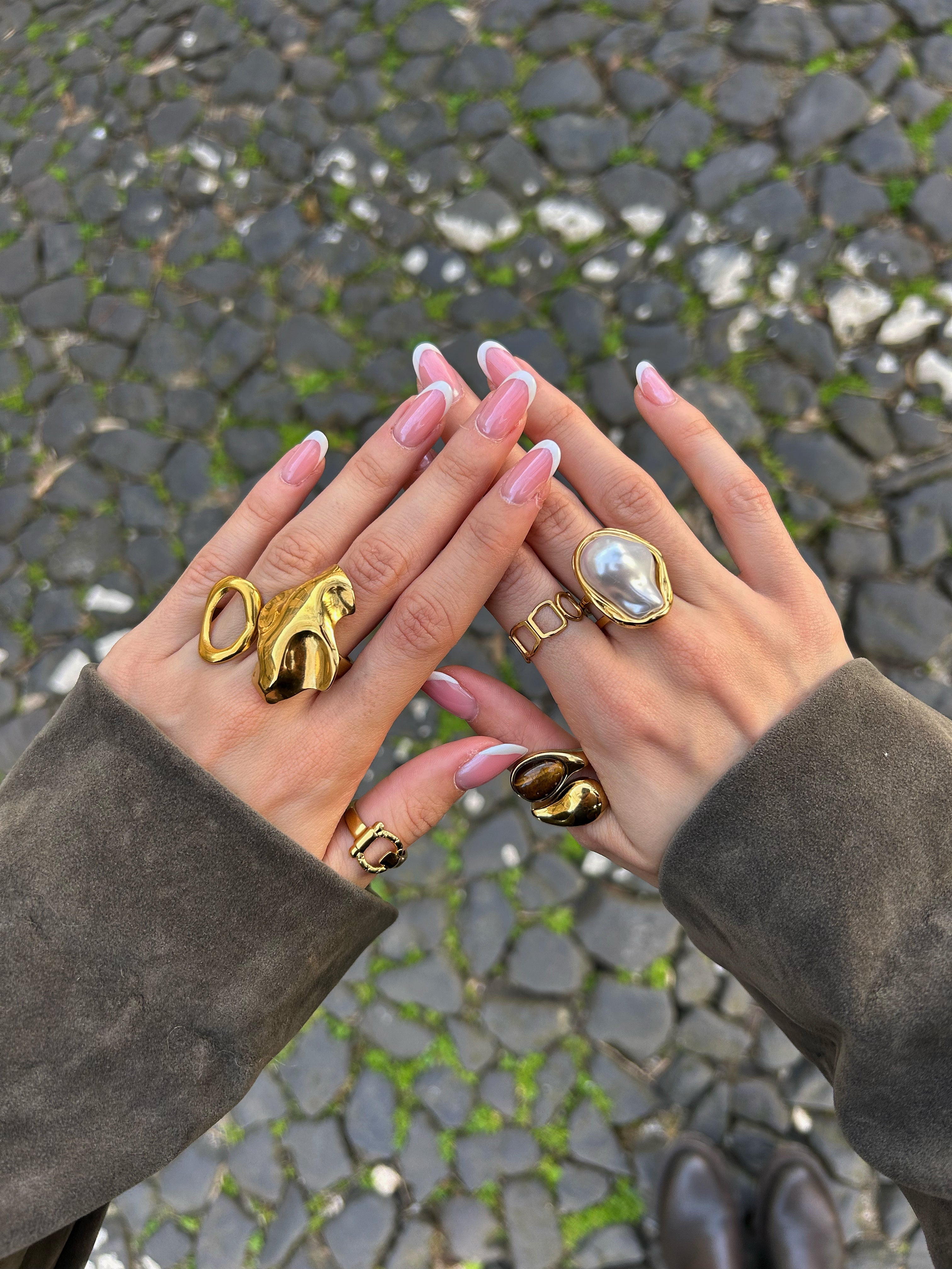 Bague Espresso dorée en acier inoxydable 316L