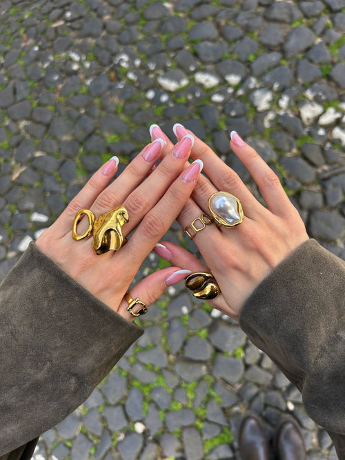 Bague Espresso dorée en acier inoxydable 316L